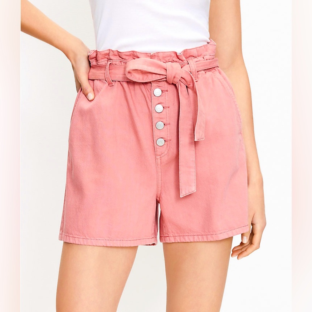 LOFT Paperbag Pull On Denim Shorts